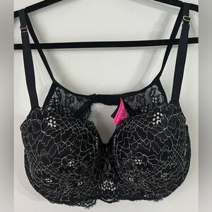 La Senza 38DD push-up bra black floral lace NWT